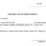 12 Free Sample Employment Certificate Templates – Printable For Certificate Of Service Template Free