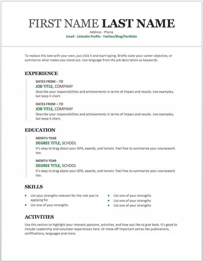29 Free Resume Templates For Microsoft Word (& How To Make With Regard To Free Basic Resume Templates Microsoft Word