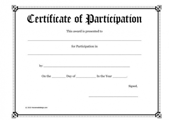 40+ Certificate Of Participation Templates – Printable Templates In Participation Certificate Templates Free Download