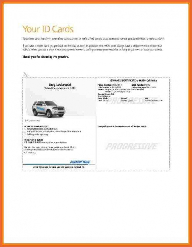 Proof Of Insurance Card Template