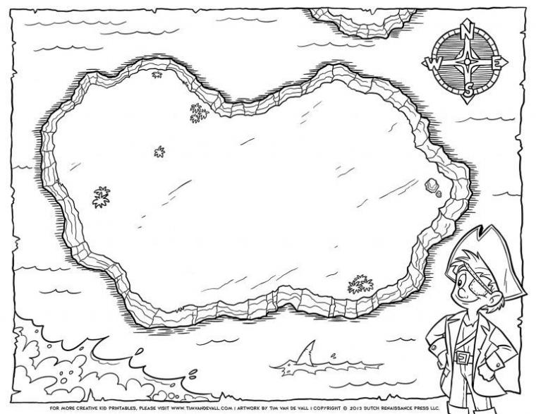 Blank Treasure Map Pirate Treasure Map Blank Bw | Pirate Pertaining To Blank Pirate Map Template