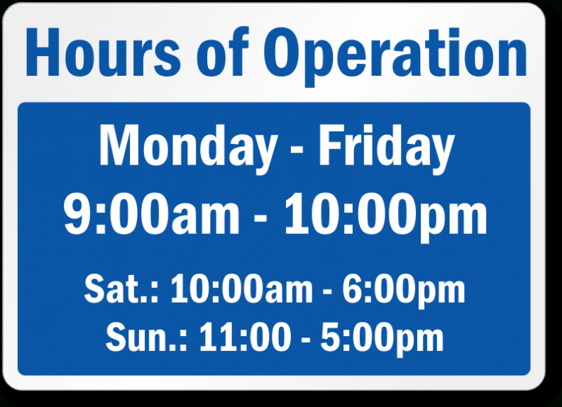 Hours Of Operation Template Microsoft Word