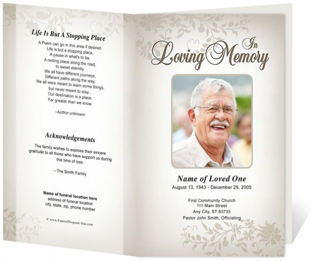 Ceasar Preprinted Title Letter Single Fold Program Template Pertaining To Memorial Brochure Template