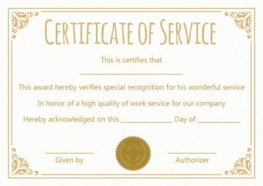 Certificate For 10 Years Of Service Template In 2020 | Award In Certificate Of Service Template Free