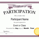 Certificate Of Participation Template | Certificate Of regarding Participation Certificate Templates Free Download