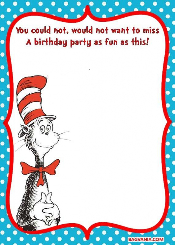 Cool Free Printable Dr Seuss Birthday Invitations | Dr Seuss With Dr Seuss Birthday Card Template