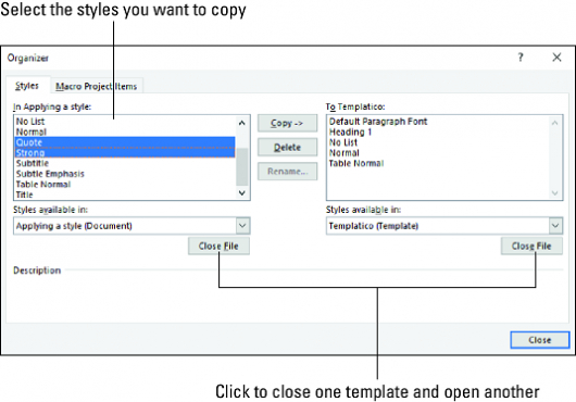 Creating And Managing Word 2019 Templates – Dummies Pertaining To Button Template For Word