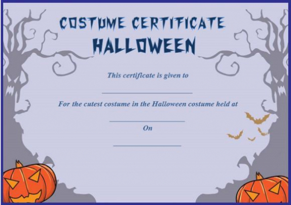 Cutest Halloween Costume Certificate Template | Certificate With Halloween Certificate Template