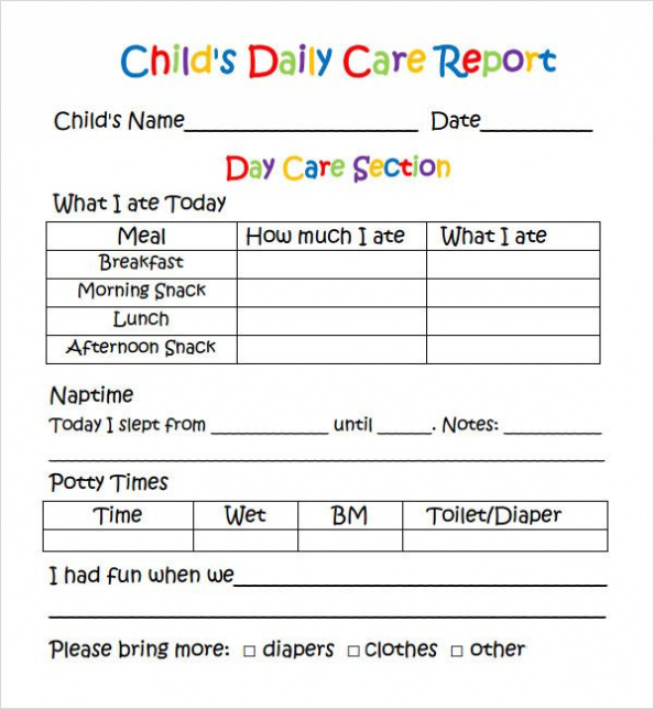 Daily Report Template | Preschool Daily Report, Progress Regarding Daycare Infant Daily Report Template