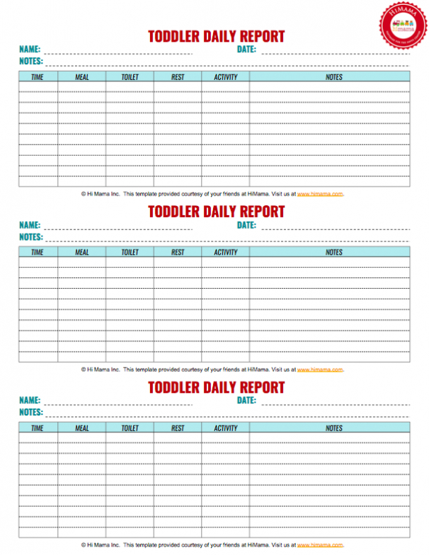 Daycare Daily Sheets, Reports, Forms & Templates: Resources With Daycare Infant Daily Report Template