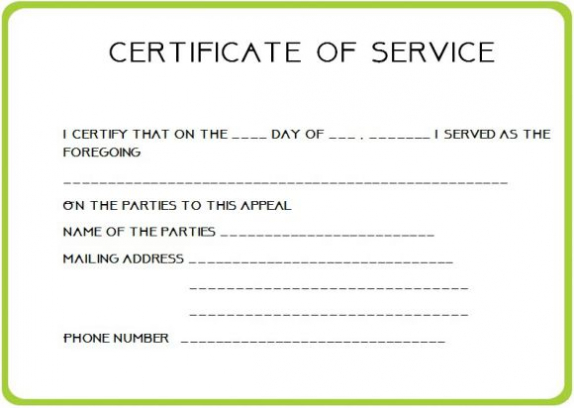Employee Certificate Of Service Template (6) – Templates For Certificate Of Service Template Free