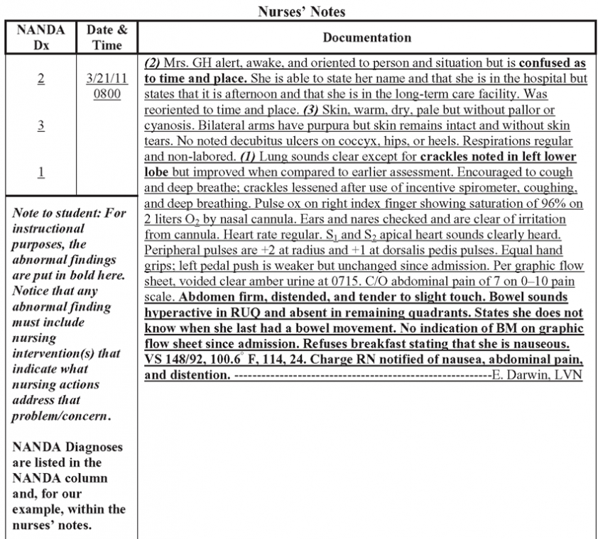 Examples Of Documentation: Forms And Formats (Nursing Throughout Nurse Notes Template