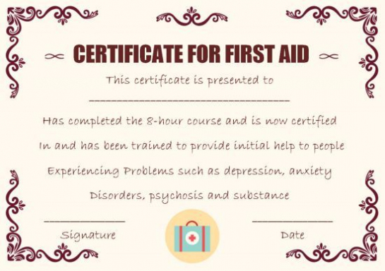 First Aid Certificate Template: 15 Free Examples And Sample For Cpr Card Template
