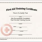 First Aid Training Printable Certificate | Doctors Note Within Cpr Card Template