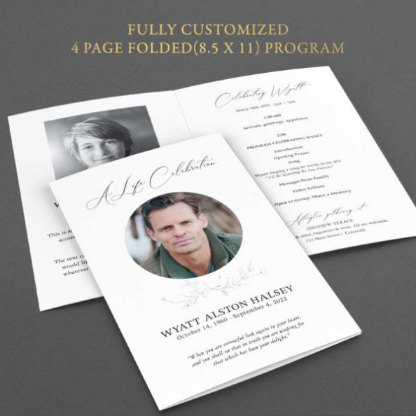 Folded Funeral Brochure Template For A Memorial Service 8.5 Inside Memorial Brochure Template