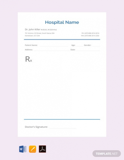 Free Blank Prescription Template – Pdf | Word (Doc) | Excel For Blank Prescription Pad Template