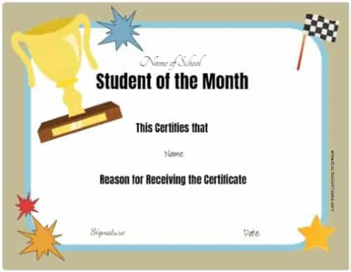 Free Editable Printable Student Of The Month Certificate Regarding Free Printable Student Of The Month Certificate Templates