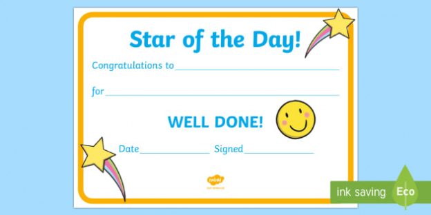 Free! – 👉 Star Of The Day Award Certificate For Star Award Certificate Template