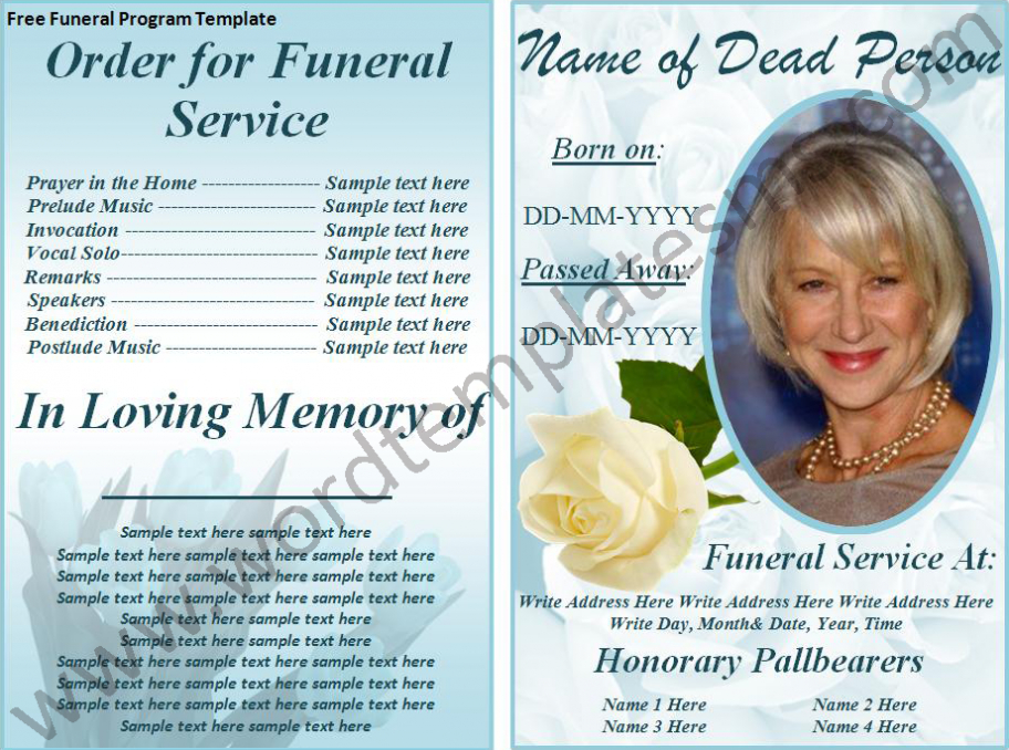 Free Funeral Program Template Download Page | Ms Word Within Memorial Brochure Template