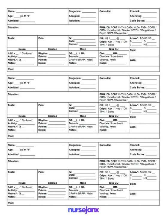 Free Mini Sbar Nursing Report Sheet. Sbar/brain Sheets Help Regarding Nursing Assistant Report Sheet Templates