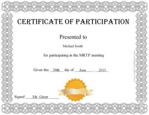 Free Printable Certificate Of Participation Award Pertaining To Participation Certificate Templates Free Download