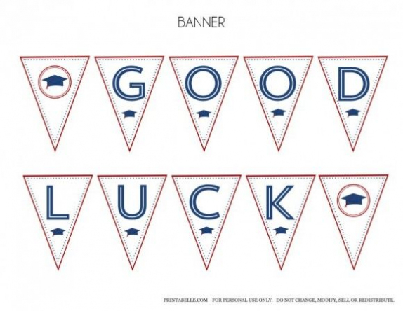 Free Red & Blue Preppy Graduation Party Printables | Free Inside Good Luck Banner Template