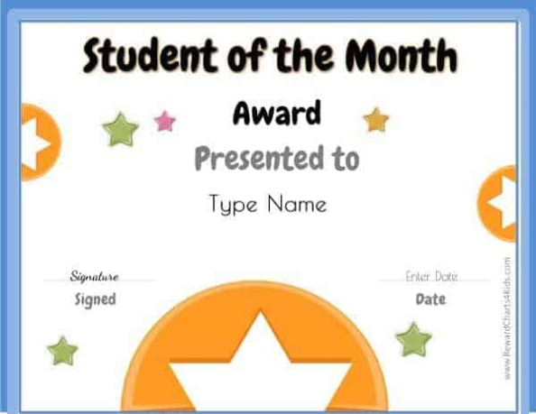 Free Student Of The Month Certificate | Customize With Your In Free Printable Student Of The Month Certificate Templates