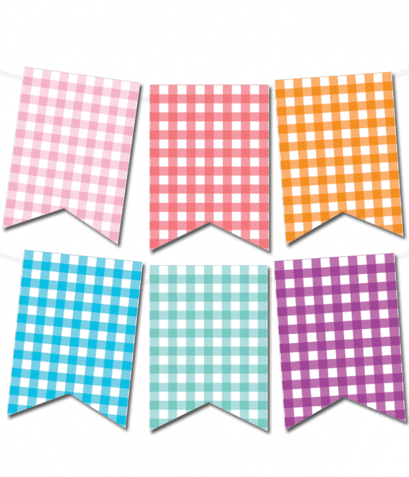 Gingham Printable Pennant Banner (In 12 Colors) – Chicfetti For Free Printable Pennant Banner Template