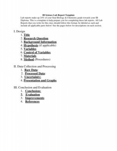 Ib Biology Lab Report Template For Biology Lab Report Template