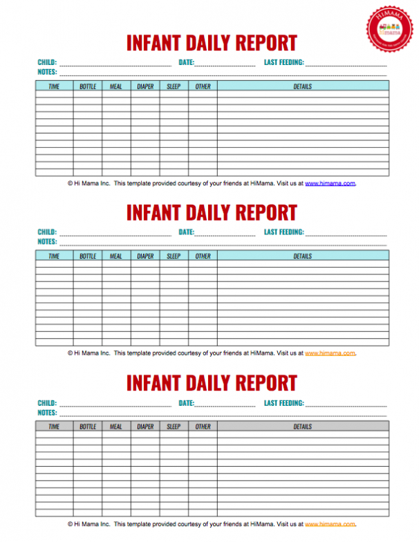 Infant & Toddler Daily Reports – Free Printable | Himama Throughout Daycare Infant Daily Report Template