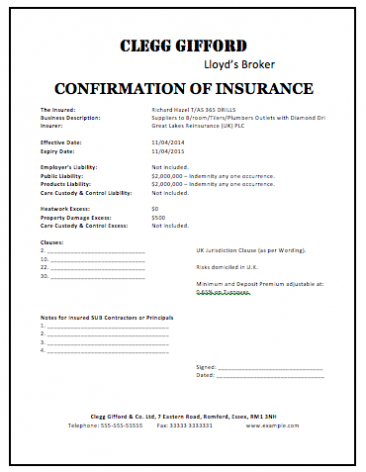 Insurance Liability Certificate Template – Microsoft Word With Proof Of Insurance Card Template