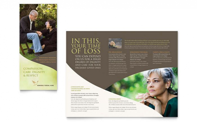 Memorial & Funeral Program Brochure Template Design | Free Inside Memorial Brochure Template
