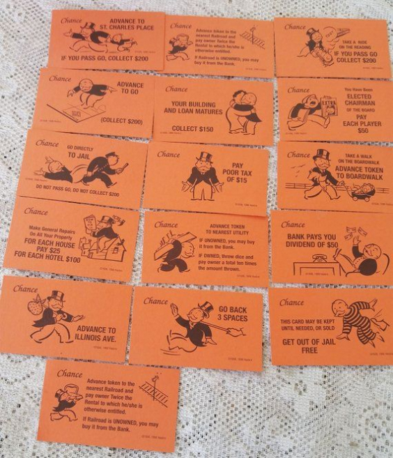 Monopoly Cards, Monopoly Chance Cards, 32 Game Cards Inside Chance Card Template