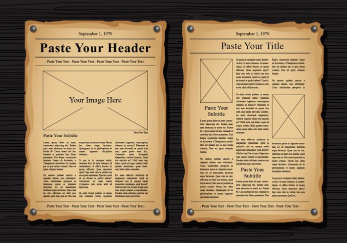 Old Newspaper Vector Templates – Download Free Vectors Throughout Blank Old Newspaper Template