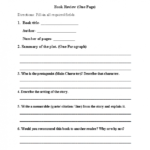 One Page Book Review Worksheet | Book Report Templates, Book intended for One Page Book Report Template