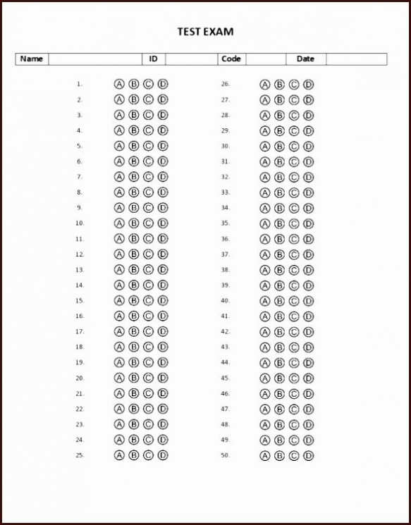 Pin On Testing Intended For Blank Answer Sheet Template 1 100