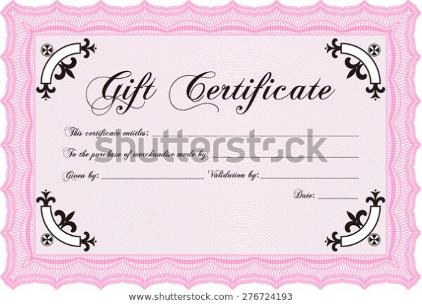 Pink Gift Certificate Template Stock Vector (Royalty Free With Pink Gift Certificate Template