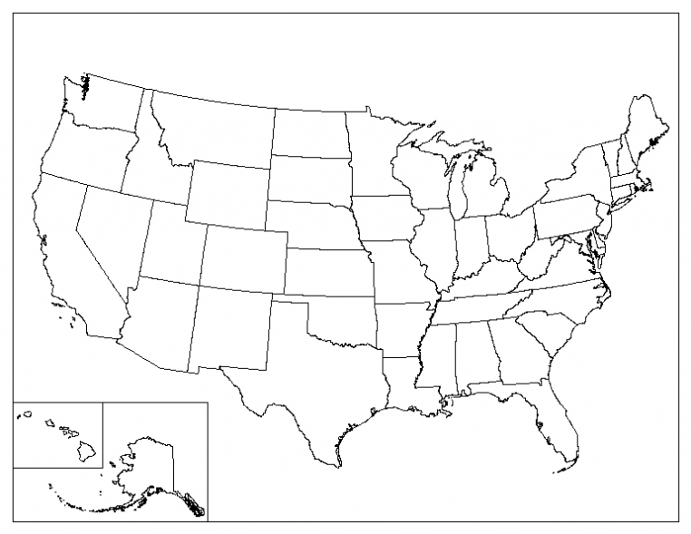 Printable Blank Map Of The United States With Regard To Blank Template Of The United States
