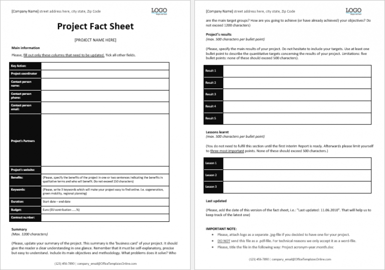Printable Ms Word Sheet Templates | Office Templates Online With Fact Sheet Template Word