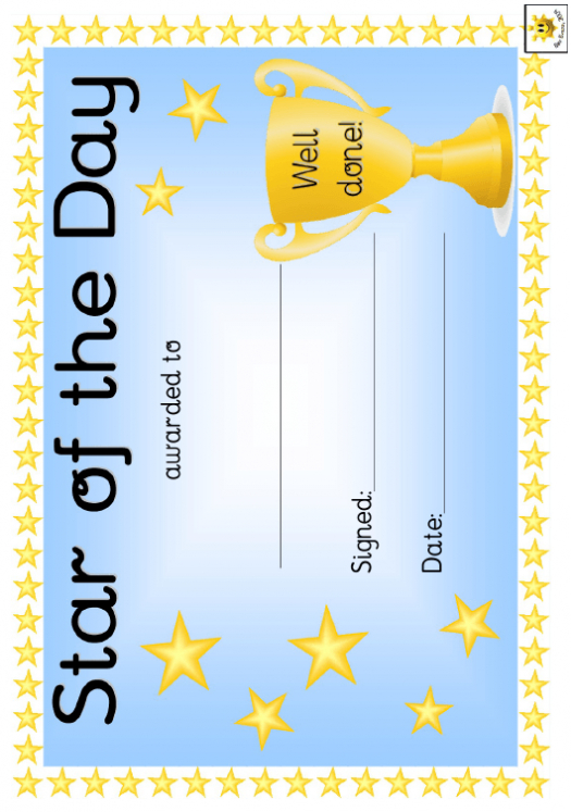 Star Of The Day Award Certificate Template – Blue Download Intended For Star Award Certificate Template