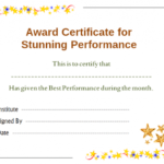 Stars Award Certificate For Performance Template | Office Inside Star Award Certificate Template