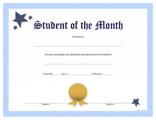 Student Of The Month Certificate – Free Printable Throughout Free Printable Student Of The Month Certificate Templates