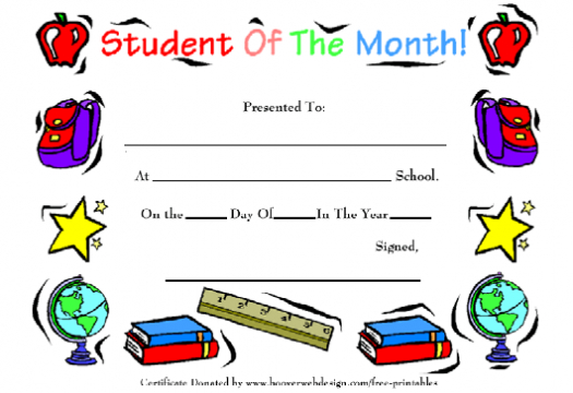Student Of The Month School Award Template Download Within Free Printable Student Of The Month Certificate Templates
