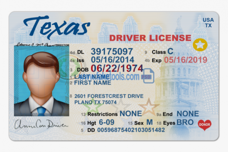 Texas Driver License Psd Template Texas Driver's License With Texas