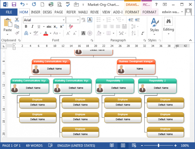 To Create Organizational Chart In Ms Word, Programs Designed For Word Org Chart Template
