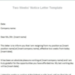 Two Weeks' Notice Letter With Downloadable Template intended for Two Week Notice Template Word