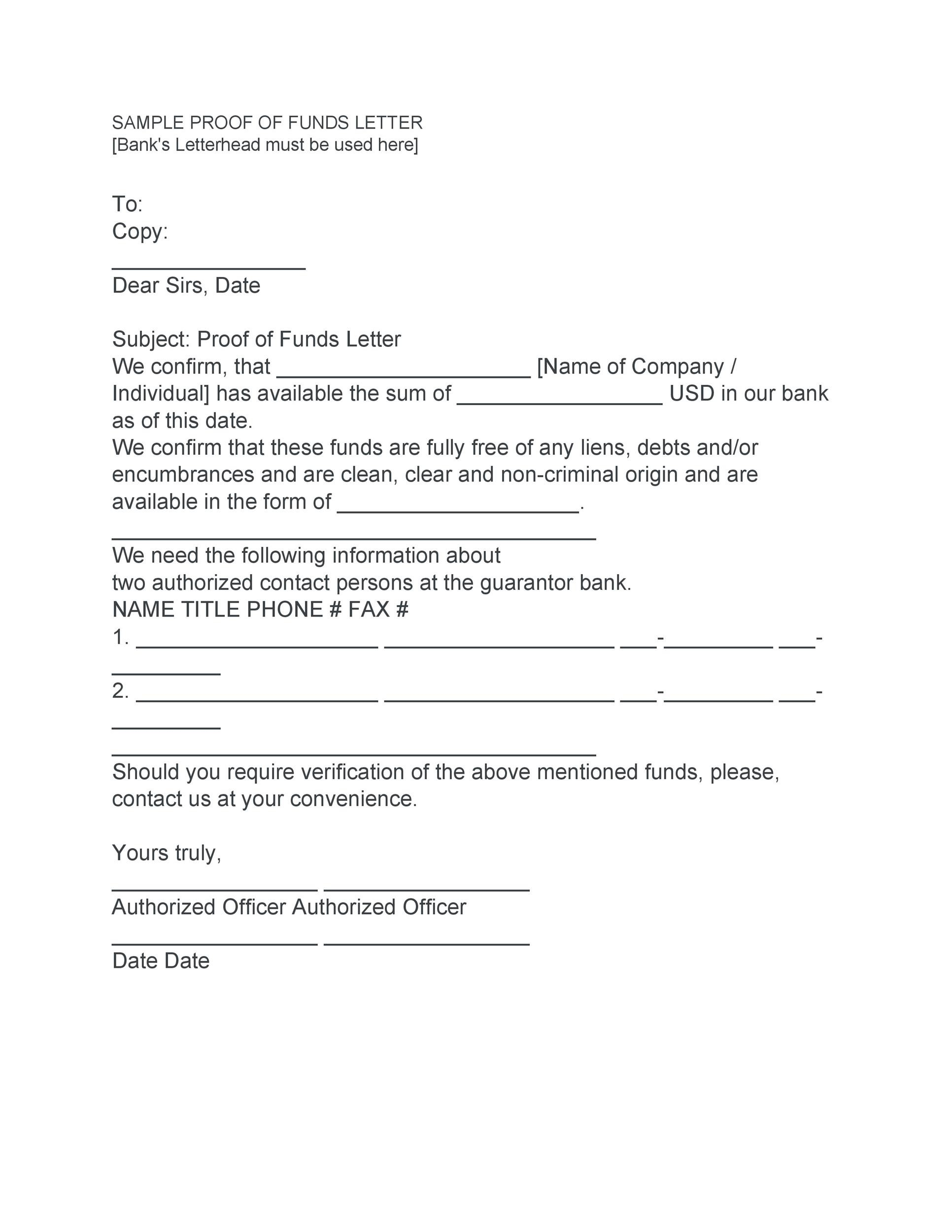 10 Best Proof of Funds Letter Templates ᐅ TemplateLab Regarding Proof Of Deposit Template For Proof Of Deposit Template