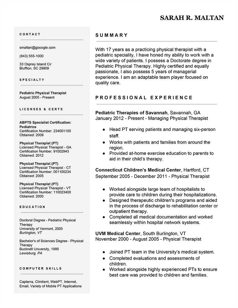 10 Easy Ways To Improve Your Physical Therapist Resume Intended For Physical Therapist Job Description Template