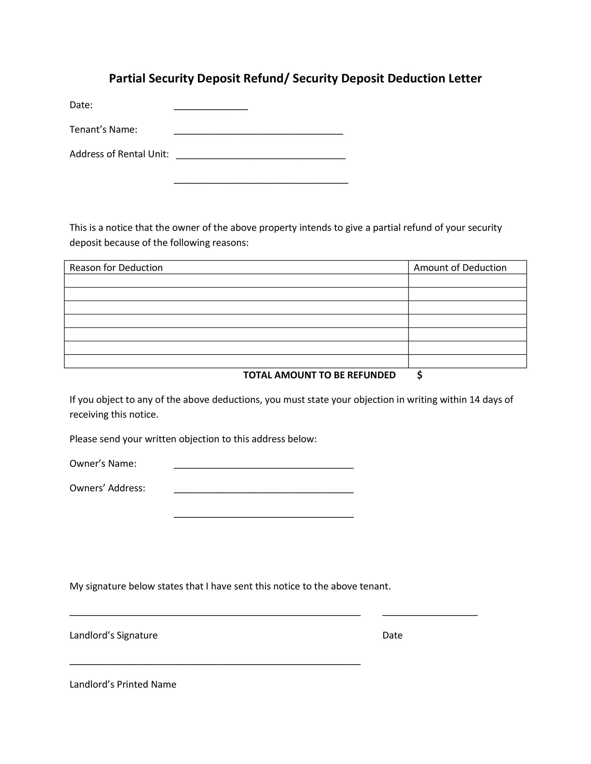 10 Effective Security Deposit Return Letters [MS Word] ᐅ TemplateLab With Regard To Landlord Security Deposit Return Form With Landlord Security Deposit Return Form