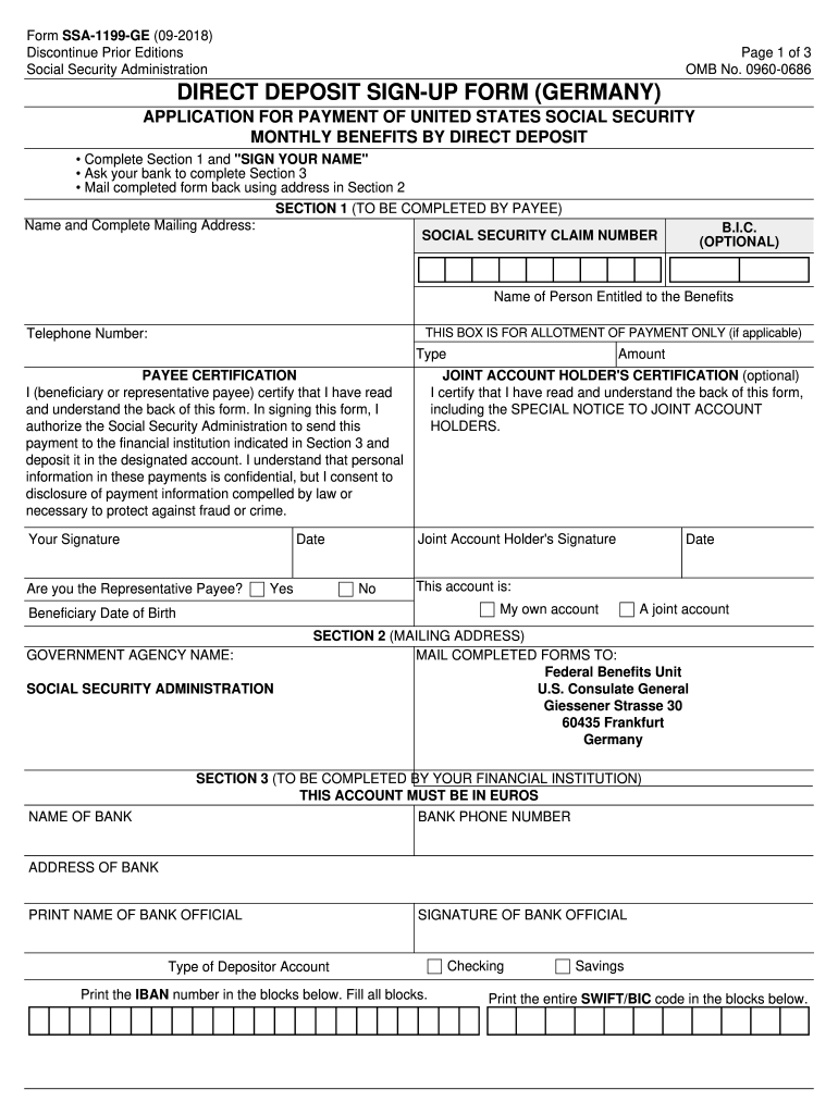 10 Form SSA-10-GE Fill Online, Printable, Fillable, Blank  Within Federal Government Direct Deposit Form Pertaining To Federal Government Direct Deposit Form